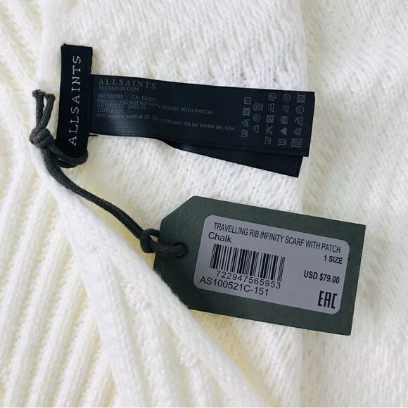 New! AllSaints Traveling Rib Knit Soft Cozy Infinity Scarf - Picture 6 of 6